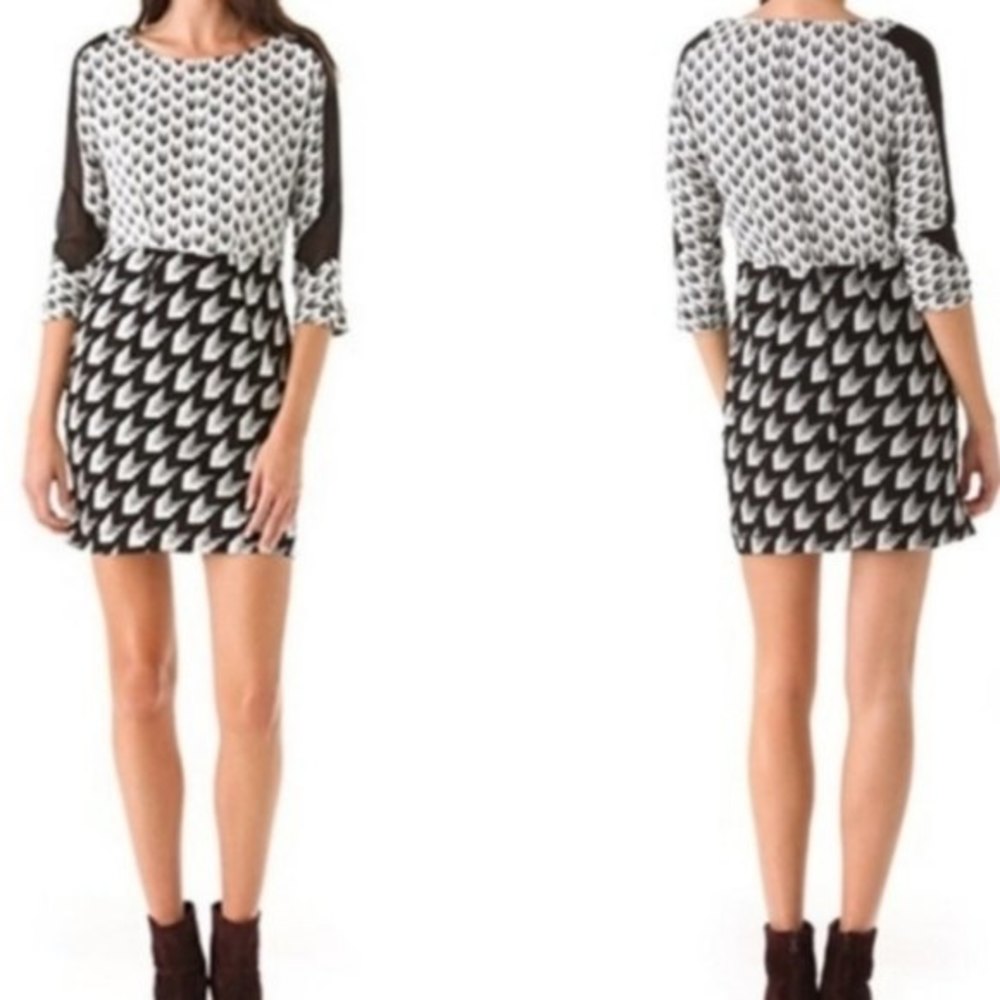 Rag & Bone 100% Silk Crepe Gayatri Shift Dress Medium Arrow Print